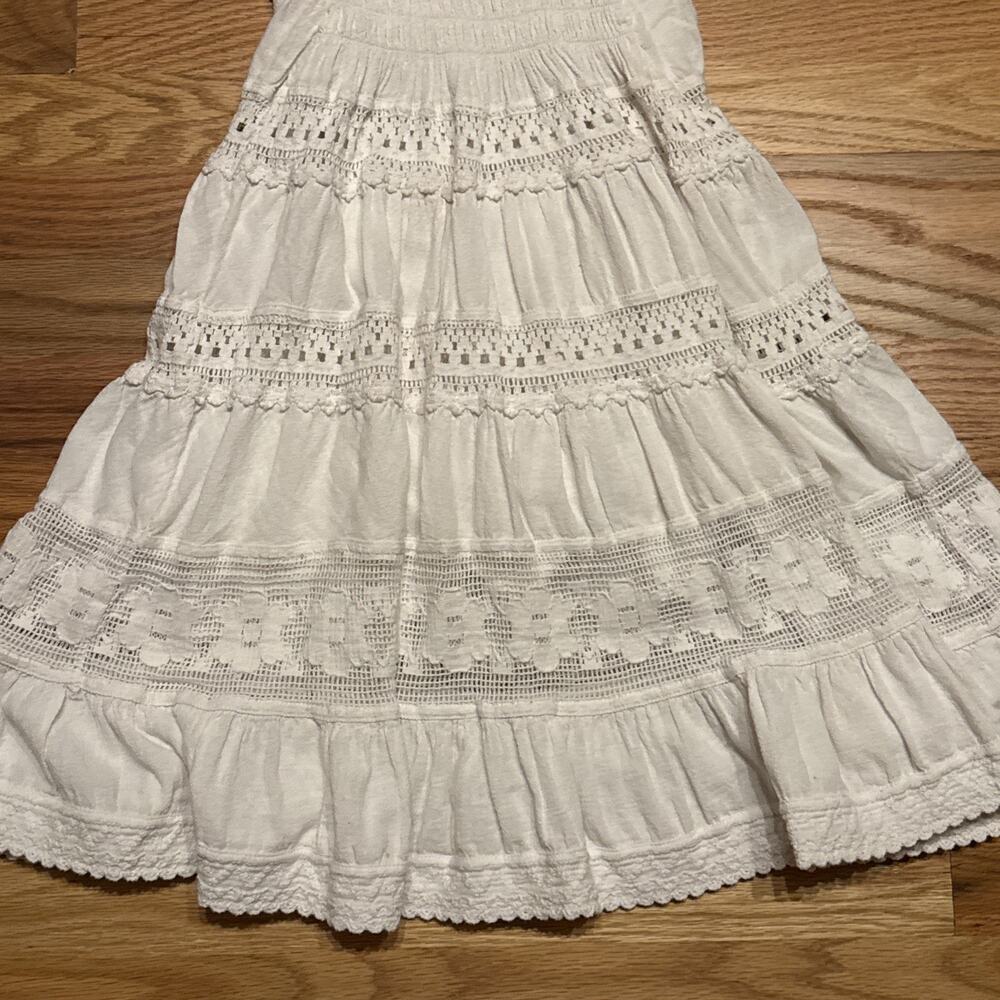 Scully Women's Cantina Spaghetti Strap Short Dress White Lace Boho Western SMALL - Picture 5 of 12